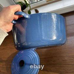 Le Creuset No. 28 Round Dutch Oven Blue 7 1/4 Quart With Lid 7.25 Cast Iron