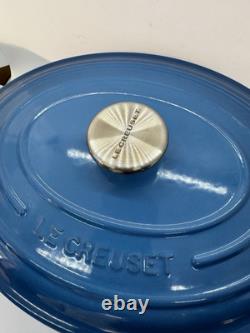 Le Creuset Oval Dutch Oven #27 Blue Cast Iron 4.25Qt Pot Lid France Used Clean