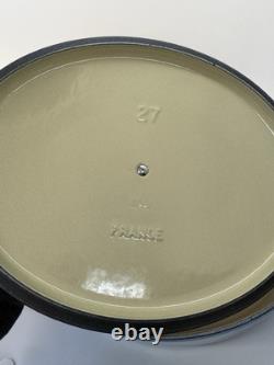 Le Creuset Oval Dutch Oven #27 Blue Cast Iron 4.25Qt Pot Lid France Used Clean