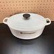Le Creuset Oval Dutch Oven Cast Iron Enameled #29 5 Qt White With Lid