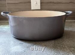 Le Creuset Oval Dutch Oven Size G 6.75 Qt Grey France Cast Iron Lid