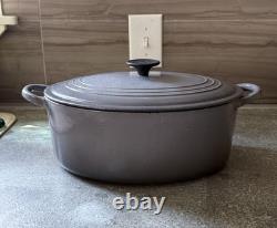 Le Creuset Oval Dutch Oven Size G 6.75 Qt Grey France Cast Iron Lid
