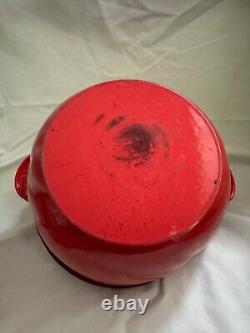 Le Creuset Red 2 Qt Tomato Dutch Oven Enamel Cast Iron LID Vintage Knob