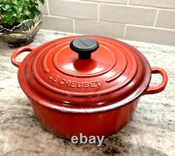 Le Creuset Red Cast Iron Dutch Oven #26, 5.5 Qt. Very Good Condition