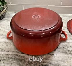 Le Creuset Red Cast Iron Dutch Oven #26, 5.5 Qt. Very Good Condition