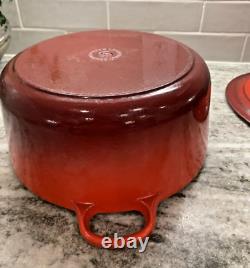 Le Creuset Red Cast Iron Dutch Oven #26, 5.5 Qt. Very Good Condition