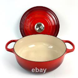 Le Creuset Round Dutch Oven 3.5 qt #24 Red Enamel Cast Iron FRANCE VTG