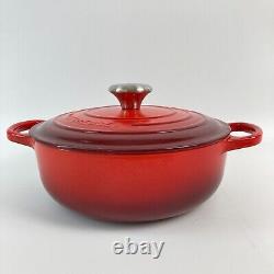 Le Creuset Round Dutch Oven 3.5 qt #24 Red Enamel Cast Iron FRANCE VTG