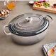 Le Creuset Signature 9.5 Qt Oval Enamel Cast Iron Dutch Oven Oyster Grey In Box