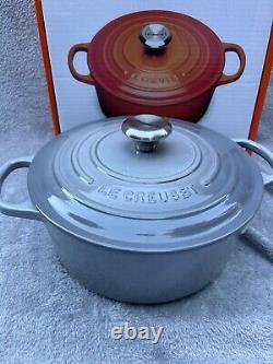 Le Creuset Signature Cast Iron 5.5 Quart Round Dutch Oven Mist Gray NEW In Box