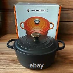 Le Creuset Signature Cast Iron Dutch Oven Matte Black LICORICE 4.5 Qt Round # 24