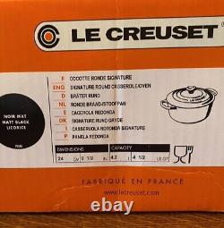 Le Creuset Signature Cast Iron Dutch Oven Matte Black LICORICE 4.5 Qt Round # 24