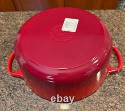 Le Creuset Signature Enamel Cast Iron No. 26 Cerise Dutch Oven with Lid, 5.5 Qt