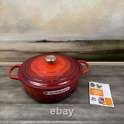 Le Creuset Signature Enameled Cast Iron Round Wide Dutch Oven 6 3/4-Qt. Red Read