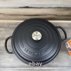 Le Creuset Signature Enameled Cast Iron Wide Dutch Oven 6 3/4 Qt Matte Black OB