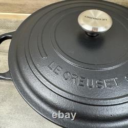 Le Creuset Signature Enameled Cast Iron Wide Dutch Oven 6 3/4 Qt Matte Black OB