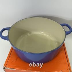 Le Creuset Signature Round Casserole Dutch Oven Cobalt Blue Double Handle NO LID