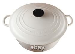 Le Creuset White Enameled Cast Iron Dutch Oven 5.5 Qt with Lid Classic Cookware