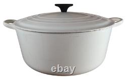 Le Creuset White Enameled Cast Iron Dutch Oven 5.5 Qt with Lid Classic Cookware
