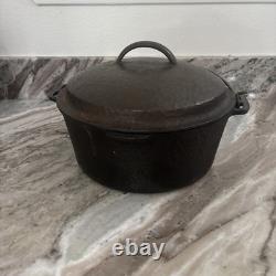 Level Dutch Oven Pot Cast Iron Hammered Unmarked Camping With Lid