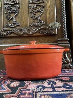 Lg BergHOFF Cast Iron Oval Dutch Oven With Lid Orange With 2 Handles Used Once