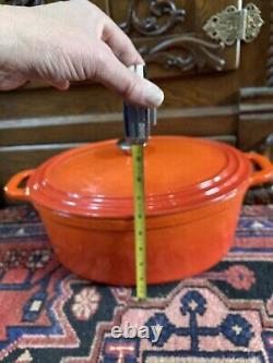 Lg BergHOFF Cast Iron Oval Dutch Oven With Lid Orange With 2 Handles Used Once