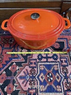 Lg BergHOFF Cast Iron Oval Dutch Oven With Lid Orange With 2 Handles Used Once