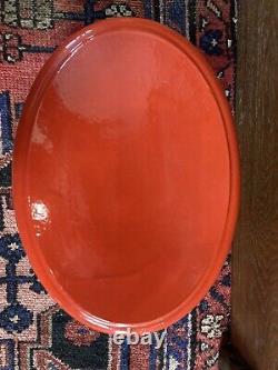 Lg BergHOFF Cast Iron Oval Dutch Oven With Lid Orange With 2 Handles Used Once