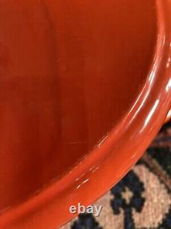 Lg BergHOFF Cast Iron Oval Dutch Oven With Lid Orange With 2 Handles Used Once