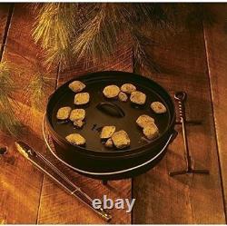 Lodge 10 Quart Pre-Seasoned Cast Iron Camp Dutch Oven with Lid Dual Handles