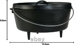 Lodge 10 Quart Pre-Seasoned Cast Iron Camp Dutch Oven with Lid Dual Handles