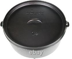 Lodge 10 Quart Pre-Seasoned Cast Iron Camp Dutch Oven with Lid Dual Handles