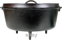 Lodge 10 Quart Pre-Seasoned Cast Iron Camp Dutch Oven with Lid Dual Handles