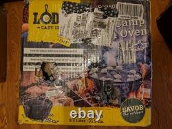 Lodge 10 Quart Pre-Seasoned Cast Iron Camp Dutch Oven with Lid Dual Handles