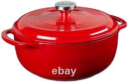 Lodge 4.5 Quart Enameled Cast Iron Dutch Oven with Lid Quart, Solid Red