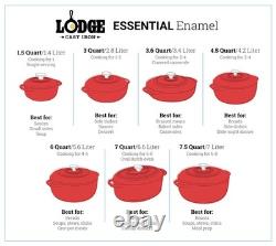 Lodge 4.5 Quart Enameled Cast Iron Dutch Oven with Lid Quart, Solid Red