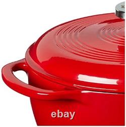 Lodge 4.5 Quart Enameled Cast Iron Dutch Oven with Lid Quart, Solid Red