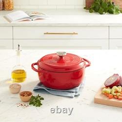 Lodge 4.5 Quart Enameled Cast Iron Dutch Oven with Lid Quart, Solid Red