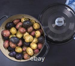 Lodge 6 Quart Dutch Oven, Enameled Cast Iron Cookware with Lid, Midnight Chrome