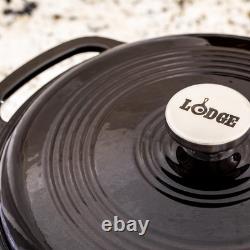 Lodge 6 Quart Dutch Oven, Enameled Cast Iron Cookware with Lid, Midnight Chrome