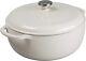Lodge 7.5 Quart Enameled Cast Iron Dutch Oven With Lid Dual Oyster White