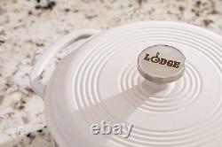 Lodge 7.5 Quart Enameled Cast Iron Dutch Oven with Lid Dual Oyster White