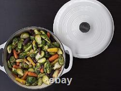 Lodge 7.5 Quart Enameled Cast Iron Dutch Oven with Lid Dual Oyster White