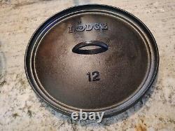 Lodge Cast Iron Dutch Oven 12 DO Stamp Made In USA Vintage 3 Legs With Handle