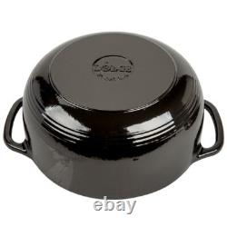 Lodge Dutch Oven Round Enamel Cast Iron Black Broiler Safe Built-in Handle 6 Qt