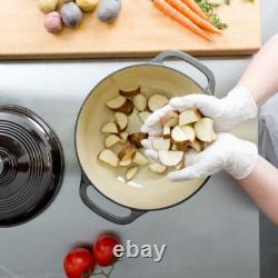 Lodge Dutch Oven Round Enamel Cast Iron Black Broiler Safe Built-in Handle 6 Qt