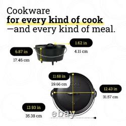 Lodge Pre-Seasoned Cast Iron Deep Camp Dutch Oven With Lid, 8 Quart