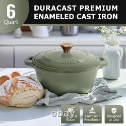 MUELLER HOME 6 Quart Enameled Cast Iron Dutch Oven, Heavy-Duty