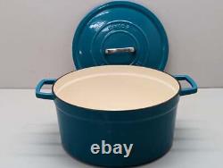 Martha Stewart 8 Quart Enameled Cast Iron Dutch Oven Teal