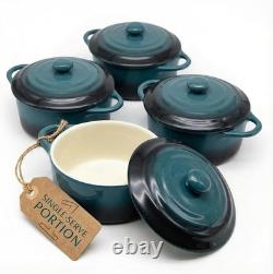 Mini Cocotte, Lids, Handles, Dutch Oven, Set of 4, 12 oz, Stone Ombre